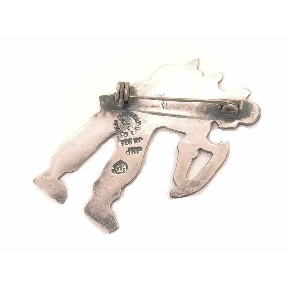 Vintage Sterling Silver Taxco Mexico JHP JM‎ 925 Field Worker Figural Signed Pin